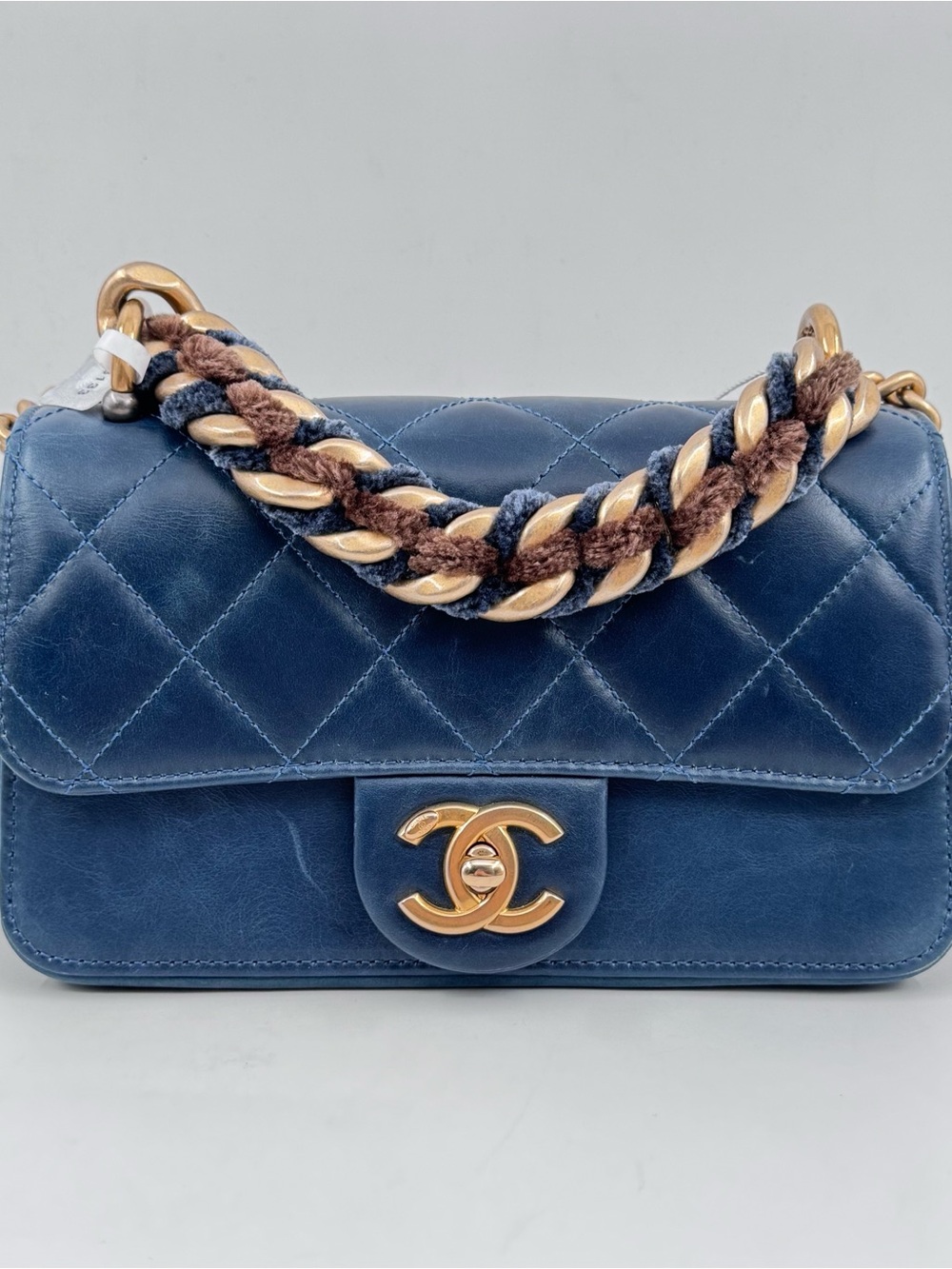 Chanel Navy Quilted Leather Top-Handle Flap Bag